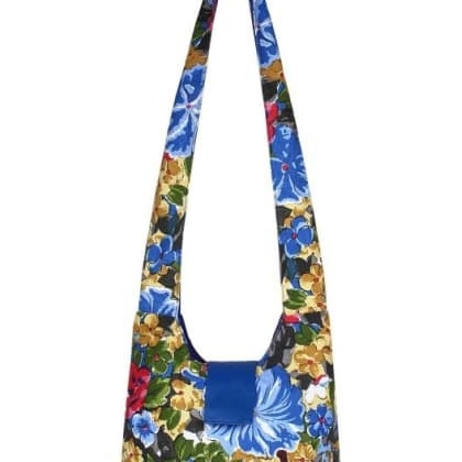 AnekaantFlora Blue Cotton Casual Hobo Bag