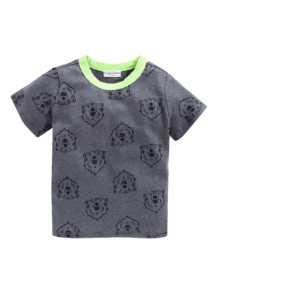 Crayon FlakesGrey Bear Face Printed Half Sleeves T Shirt