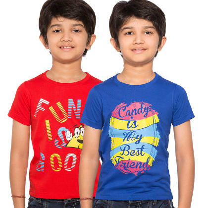 Maniac KidsMulticolor Halfsleeve Printed T-Shirts Pack Of 2