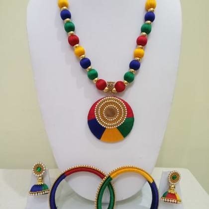 RAINBOWMulticolor Charm Necklace With Jhumka & Bangles  FAC-SCO-27