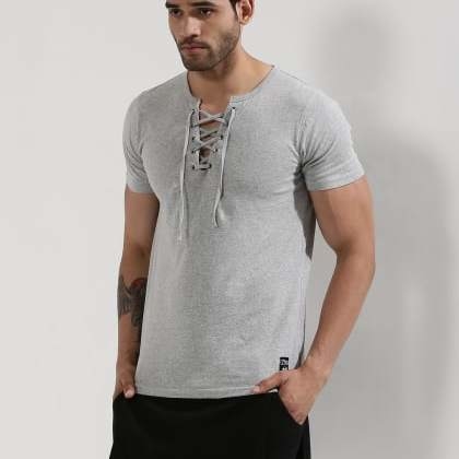 KULTPRITLaced Up Neck T-Shirt MTS-SKU-20