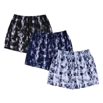 NuoviPoplin Photo Printed Black, Navy Blue And White Boxers (Pack Of 3)  MJSB-SKU-83