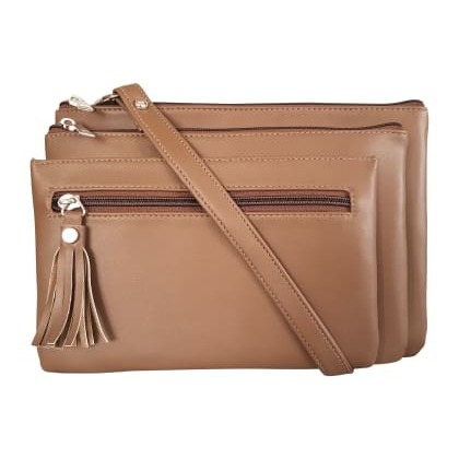 Toteteca Bag WorksTaupe 3 Pocket Sling Bag
