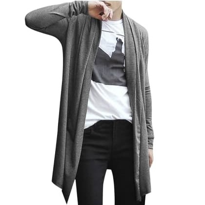 PauseGrey Solid Cotton Full Sleeves Cardigan