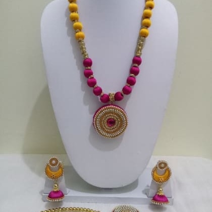 Donut Designed Maangtikka Necklace With Chandbali Jhumka  FAC-SCO-23