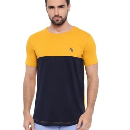 ADRONavy & Yellow Colourblocked Apple Cut T-Shirt  MTS-SKU-31