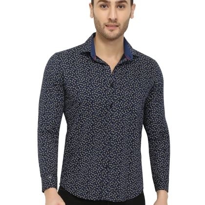 BluguysNavy Blue Printed Shirt