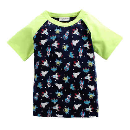 Crayon FlakesNavy Rockets Printed Raglan T-Shirt