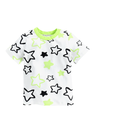 Crayon FlakesWhite T-Shirt With Green Star Print