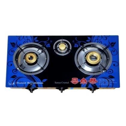Surya Crystal3 Burner Automatic Gas Stove, Blue OFZ-SCO-39