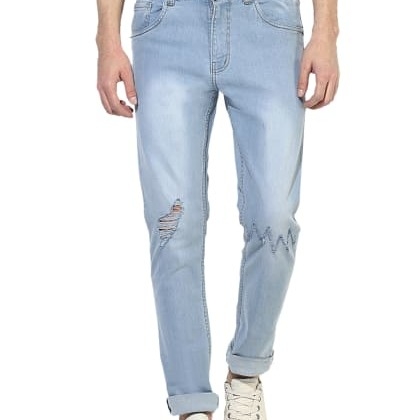 EstroloZig-Zap Ripped Light Blue Jeans
