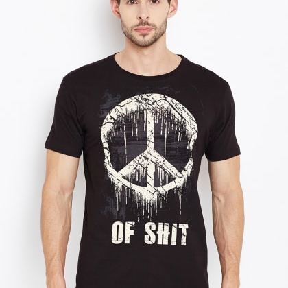 PunkCasual Black Short Sleeves Round Neck T-Shirt
