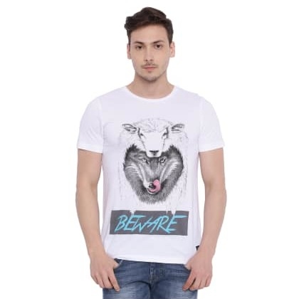 KULTPRITBEWARE White Graphic Print Slim Fit T-Shirt OFZ-SCO-99