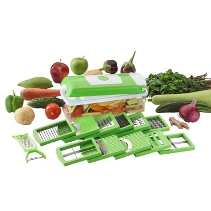 VRVegetable & Fruit Unbreakable 12 In 1 Chopper (Green)