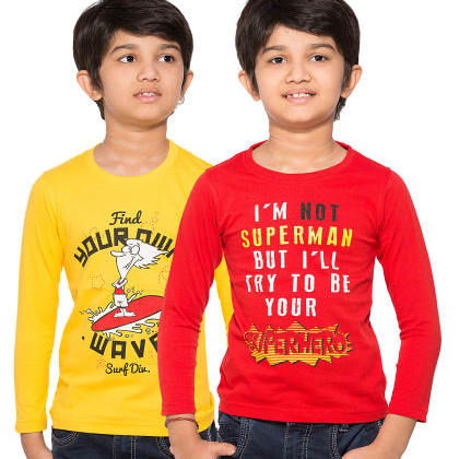 Maniac KidsMulticolor Fullsleeve Printed T-Shirts Pack Of 2