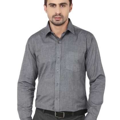 HancockGrey Solid Pure Slim Fit Formal Shirt