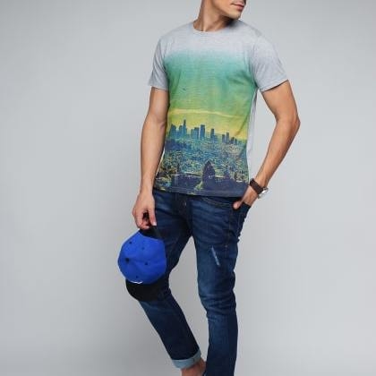 Difference Of OpinionGrey Cotton Graphic Printed T-Shirt OFZ-SCO-108