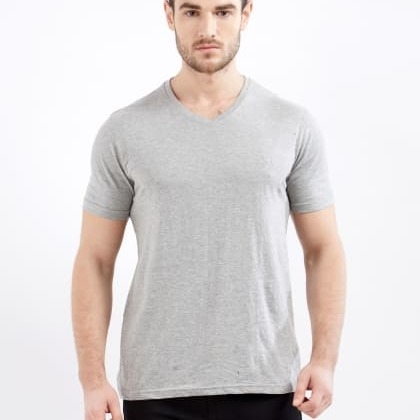 ManiacHalf Sleeve Solid V-Neck Grey T-Shirt
