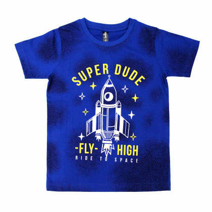 Maniac KidsPrinted Round Neck Blue T-Shirt