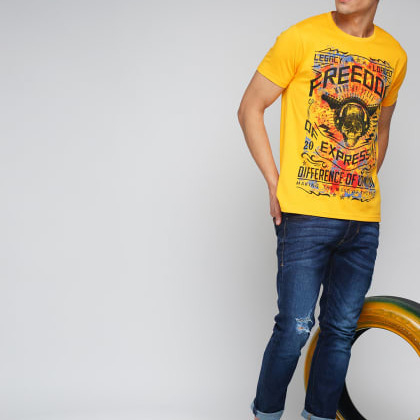 Difference Of OpinionYellow Cotton Graphic Printed T-Shirt OFZ-SCO-105
