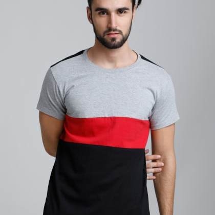 DillingerGrey & Red & Black Color Block T-Shirt MTS-SKU-36