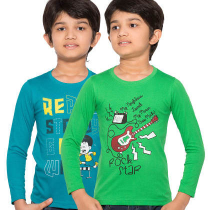 Maniac KidsMulticolor Fullsleeve Printed T-Shirts Pack Of 2