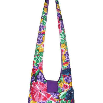 AnekaantFlora Purple Cotton Casual Hobo Bag
