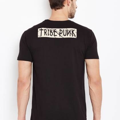 PunkCasual Black Short Sleeves Round Neck T-Shirt