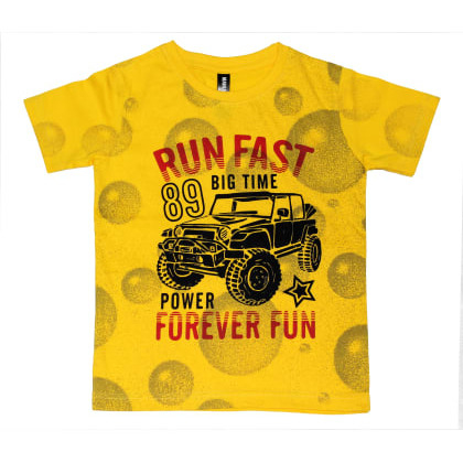 Maniac KidsPrinted Round Neck Yellow T-Shirt