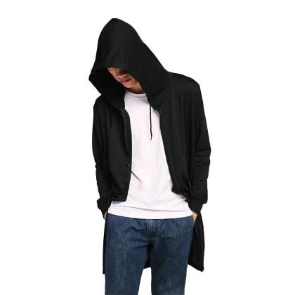 PauseBlack Solid Cotton Full Sleeves Cardigan CAR-SCO-01