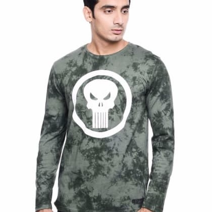 Planet Super HeroesPunisher Logo Dark Green T-Shirt