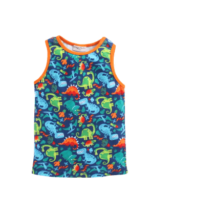 Crayon FlakesColorful Dinos On Blue Sleeveless T-Shirt