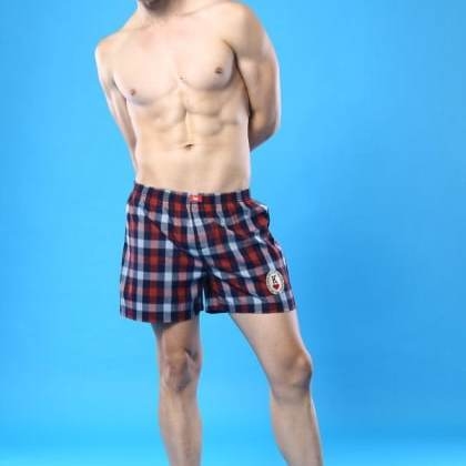 BonOrganikRed The Queen Of His Heart-Red Checks Boxers  MJSB-SKU-78
