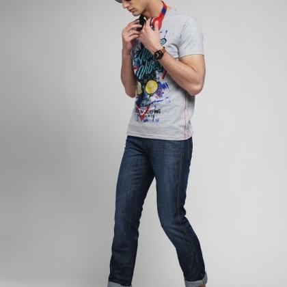 Difference Of OpinionGrey Melange Graphic Printed T-Shirt OFZ-SCO-109