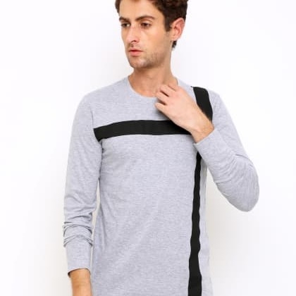 ManiacRound Neck Printed Grey Cotton T-Shirt