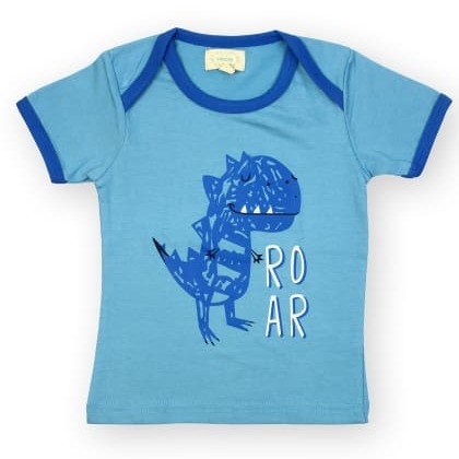PIKABOOBlue Base Dinosaur Chest Printed T-Shirt