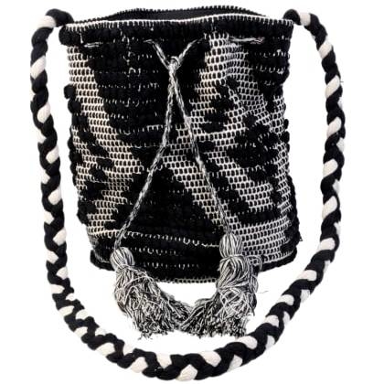 Black Pom Pom With Beautiful Tassel Shoulder Bag.