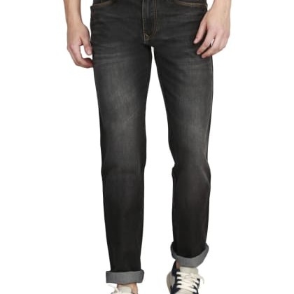 RAA JEANSLycra Denim Slim Fit Black Jeans