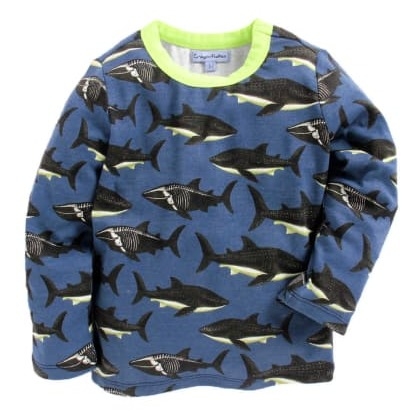 Crayon FlakesBlue T-Shirt With Black Shark Print