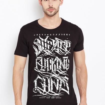 PunkCasual Black Short Sleeves Round Neck T-Shirt