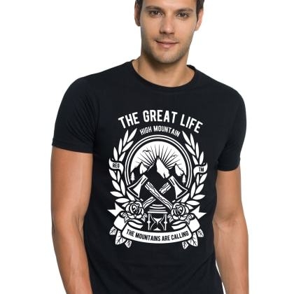 ZorcheeRound Neck Printed Cotton T-Shirt - Black