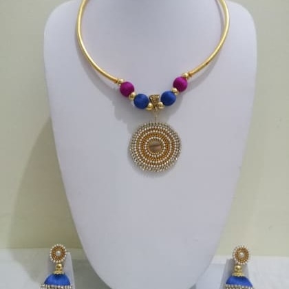 RAINBOWCanvas Designed Pendant Necklace With Jhumka  FAC-SCO-21