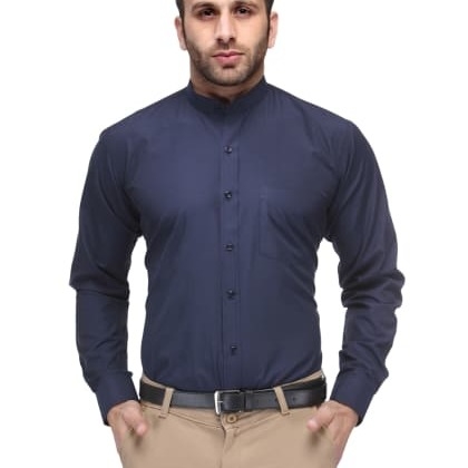 HancockNavy Solid Slim Fit Formal Shirt