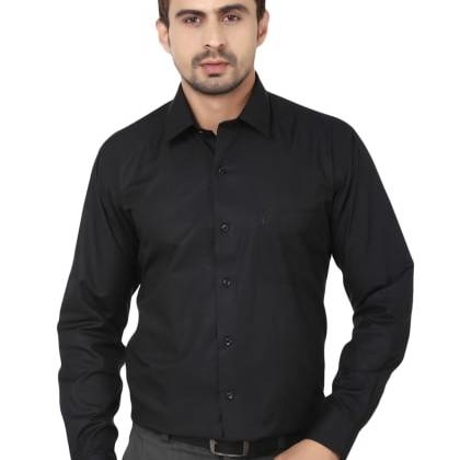 HancockBlack Solid Pure Slim Fit Formal Shir