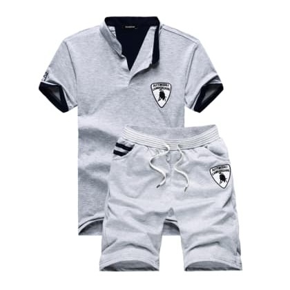 JoblessGrey Polo T-Shirt With Grey Shorts