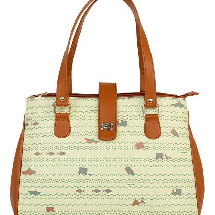 Funk For HirePrinted Cream & Brown Handbag