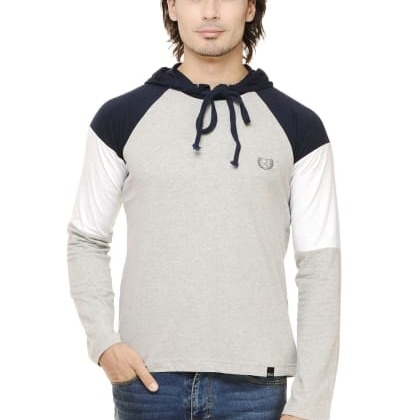 RIGOGrey Melange Raglan Hooded T-Shirt