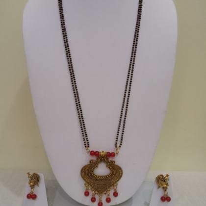 RAINBOWAntique Pendant Mangalsutra & Earrings  FAC-SCO-14