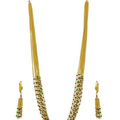 HIGH TRENDZHand Made Gold Plated Multi Strand Pearl Necklace Jewellery Set