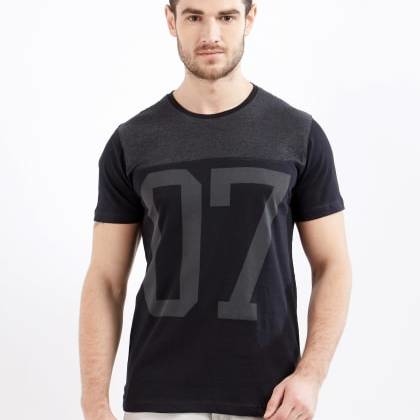 ManiacHalf Sleeve Printed Black T-Shirt